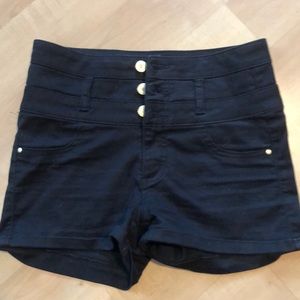 Black high rise jean shorts